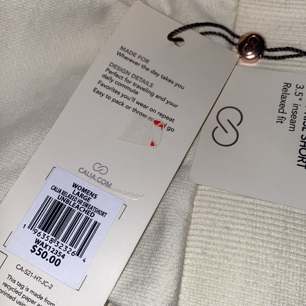 NWT CALIA Journey High Rise Relaxed Fit Cotton Unbleached Short - Picture 2 of 4